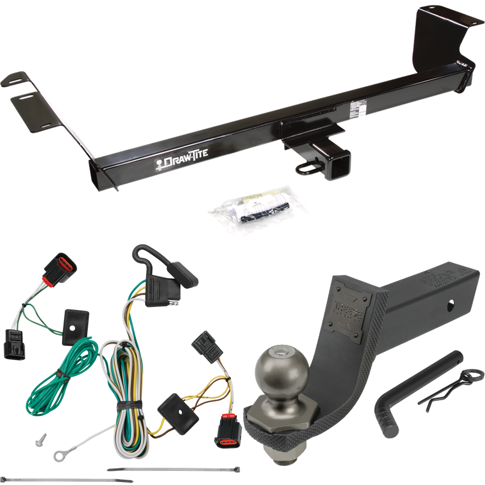 Fits 2009-2012 Volkswagen Routan Trailer Hitch Tow PKG w/ 4-Flat Wiring + Interlock Tactical Starter Kit w/ 3-1/4" Drop & 2" Ball By Draw-Tite