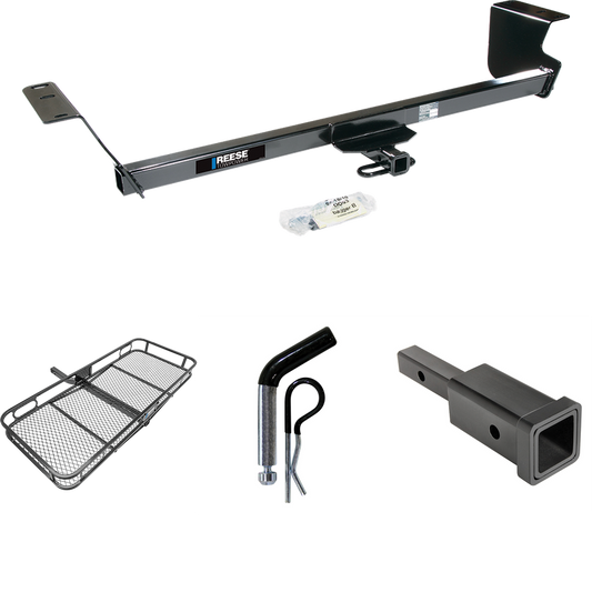 Fits 2009-2012 Volkswagen Routan Trailer Hitch Tow PKG w/ Hitch Adapter 1-1/4" to 2" Receiver + 1/2" Pin & Clip + 60" x 24" Cargo Carrier Rack By Reese Towpower