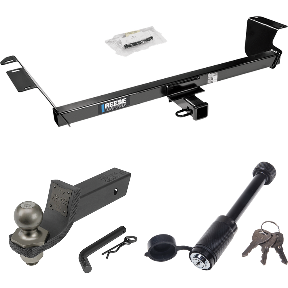 Fits 2008-2010 Dodge Grand Caravan Trailer Hitch Tow PKG + Interlock Tactical Starter Kit w/ 2" Drop & 2" Ball + Tactical Dogbone Lock By Reese Towpower