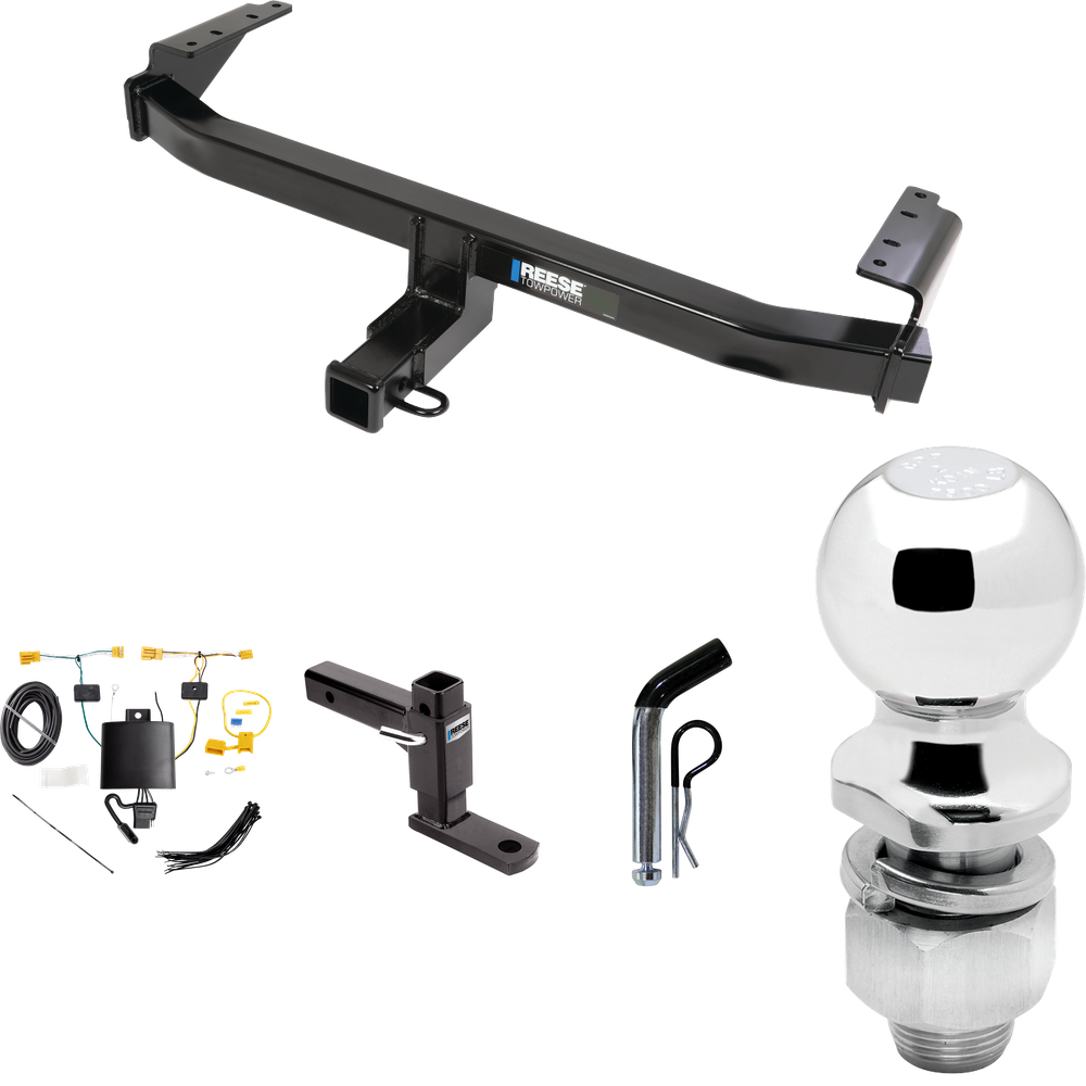 Fits 2021-2022 Mercedes-Benz GLB35 AMG Trailer Hitch Tow PKG w/ 4-Flat Wiring Harness + Adjustable Drop Rise Ball Mount + Pin/Clip + 2" Ball By Reese Towpower