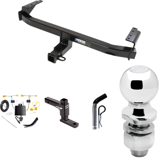 Fits 2021-2022 Mercedes-Benz GLB35 AMG Trailer Hitch Tow PKG w/ 4-Flat Wiring Harness + Adjustable Drop Rise Ball Mount + Pin/Clip + 2" Ball By Reese Towpower