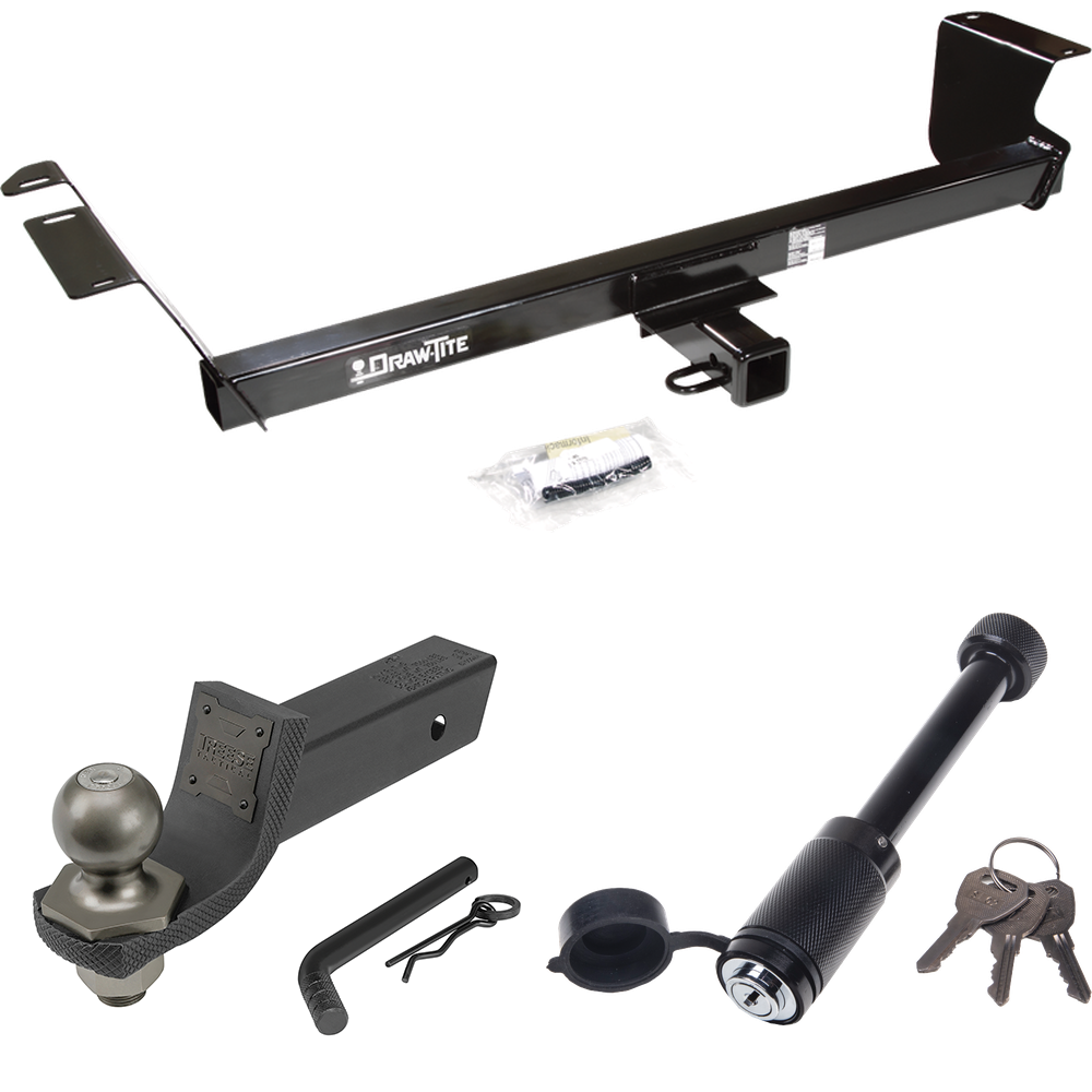 Fits 2009-2012 Volkswagen Routan Trailer Hitch Tow PKG + Interlock Tactical Starter Kit w/ 2" Drop & 2" Ball + Tactical Dogbone Lock By Draw-Tite