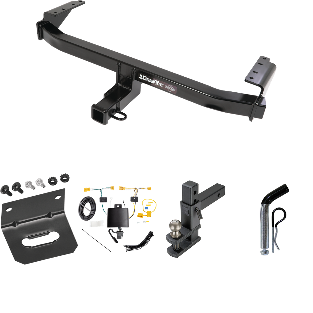 Fits 2021-2022 Mercedes-Benz GLB35 AMG Trailer Hitch Tow PKG w/ 4-Flat Wiring Harness + Adjustable Drop Rise Clevis Hitch Ball Mount w/ 2" Ball + Pin/Clip + Wiring Bracket By Draw-Tite