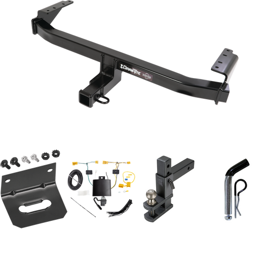 Fits 2021-2022 Mercedes-Benz GLB35 AMG Trailer Hitch Tow PKG w/ 4-Flat Wiring Harness + Adjustable Drop Rise Clevis Hitch Ball Mount w/ 2" Ball + Pin/Clip + Wiring Bracket By Draw-Tite