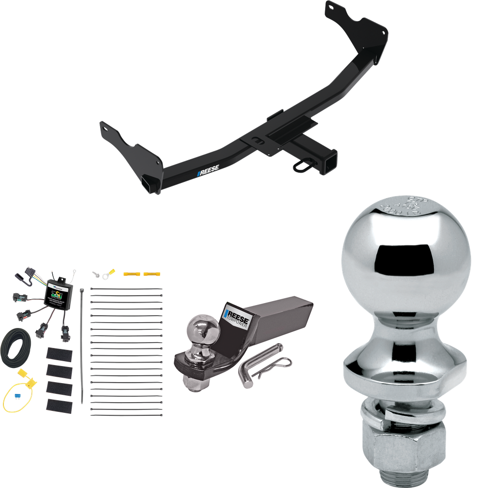 Fits 2019-2022 Audi Q3 Trailer Hitch Tow PKG w/ 4-Flat Zero Contact "No Splice" Wiring + Starter Kit Ball Mount w/ 2" Drop & 2" Ball + 1-7/8" Ball (Excludes: w/Hands-Free Liftgate Sensor Models) By Reese Towpower