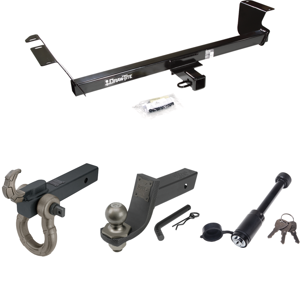 Fits 2008-2010 Dodge Grand Caravan Trailer Hitch Tow PKG + Interlock Tactical Starter Kit w/ 3-1/4" Drop & 2" Ball + Tactical Hook & Shackle Mount + Tactical Dogbone Lock By Draw-Tite