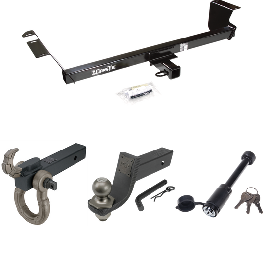 Fits 2008-2010 Dodge Grand Caravan Trailer Hitch Tow PKG + Interlock Tactical Starter Kit w/ 3-1/4" Drop & 2" Ball + Tactical Hook & Shackle Mount + Tactical Dogbone Lock By Draw-Tite