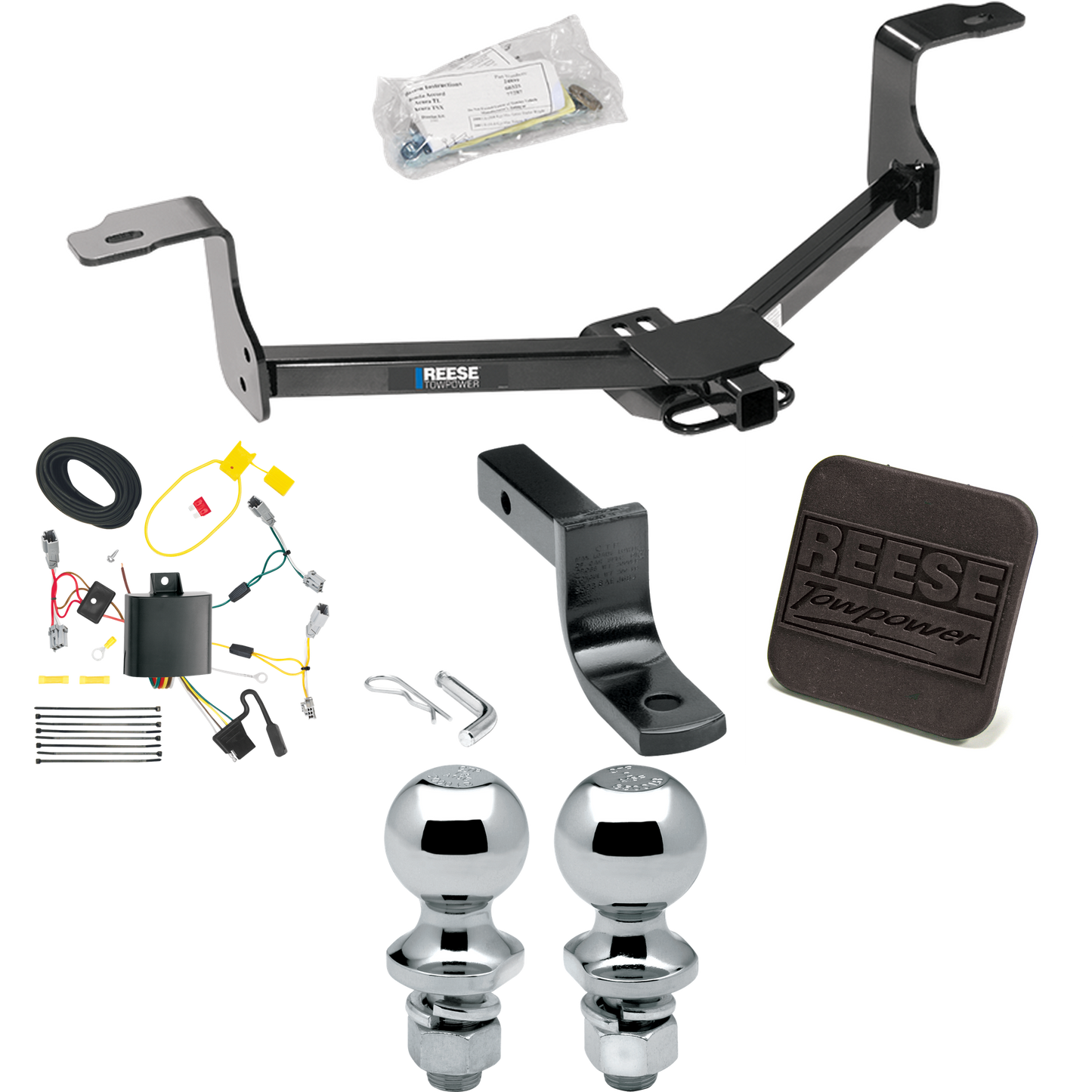 Fits 2013-2015 Honda Accord Trailer Hitch Tow PKG w/ 4-Flat Wiring Harness + Draw-Bar + 1-7/8" + 2" Ball + Hitch Cover (For Coupe, Except w/LED Taillights Models) By Reese Towpower