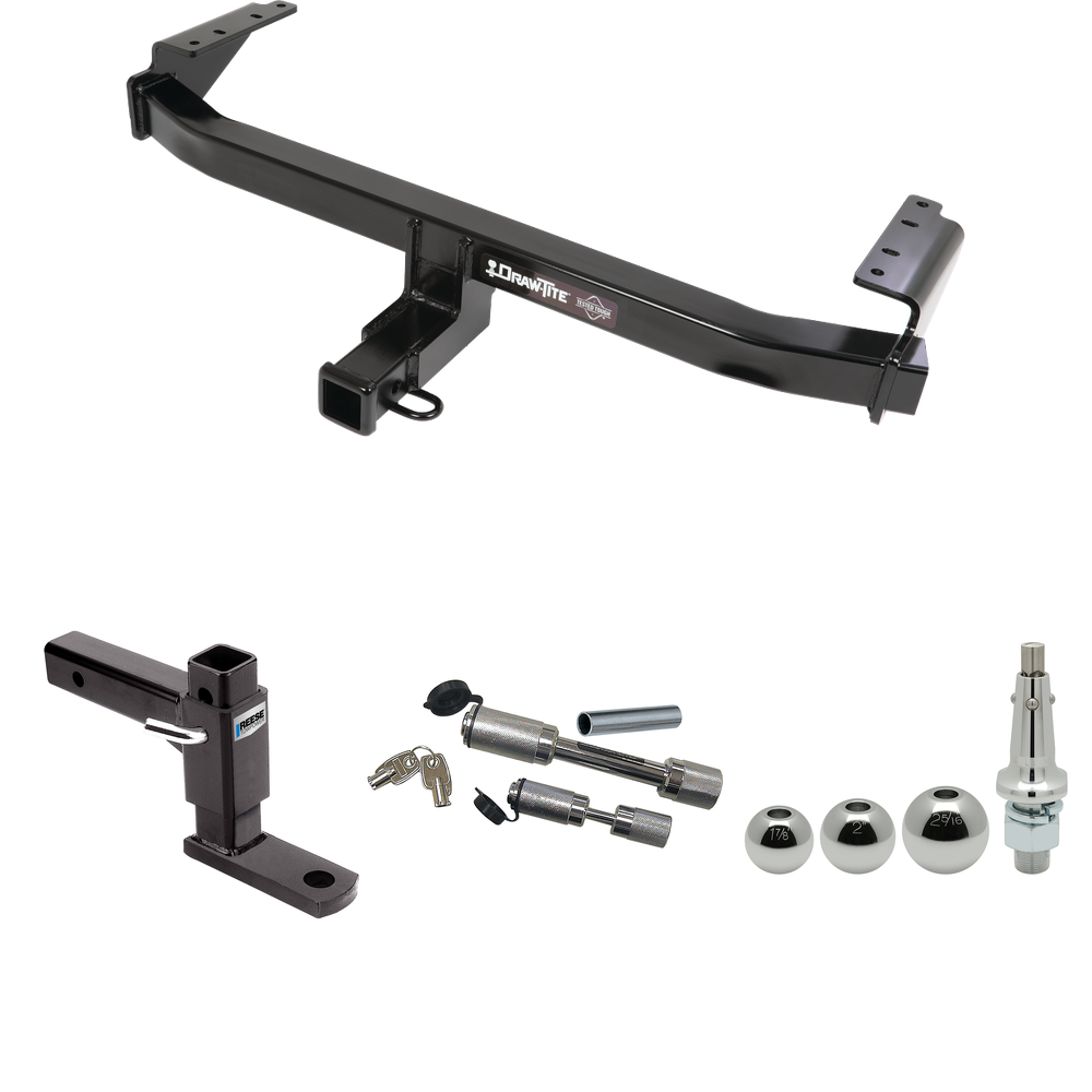 Fits 2021-2022 Mercedes-Benz GLB35 AMG Trailer Hitch Tow PKG w/ Adjustable Drop Rise Ball Mount + Dual Hitch & Copler Locks + Inerchangeable 1-7/8" & 2" & 2-5/16" Balls By Draw-Tite