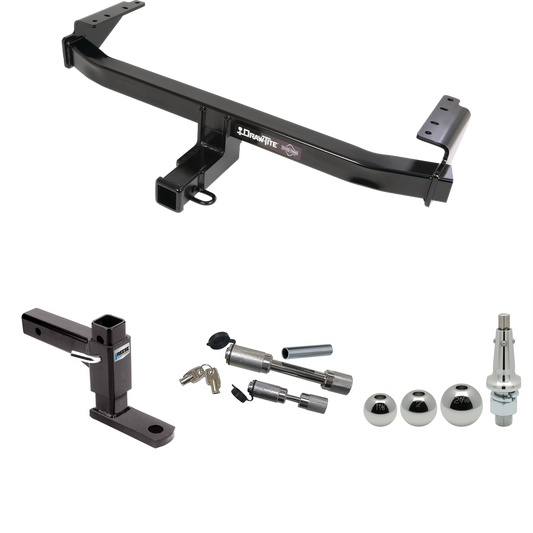 Fits 2021-2022 Mercedes-Benz GLB35 AMG Trailer Hitch Tow PKG w/ Adjustable Drop Rise Ball Mount + Dual Hitch & Copler Locks + Inerchangeable 1-7/8" & 2" & 2-5/16" Balls By Draw-Tite