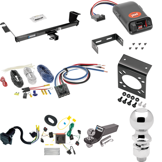 Fits 2008-2010 Chrysler Town & Country Trailer Hitch Tow PKG w/ Pro Series POD Brake Control + Generic BC Wiring Adapter + 7-Way RV Wiring + 2" & 2-5/16" Ball & Drop Mount By Reese Towpower