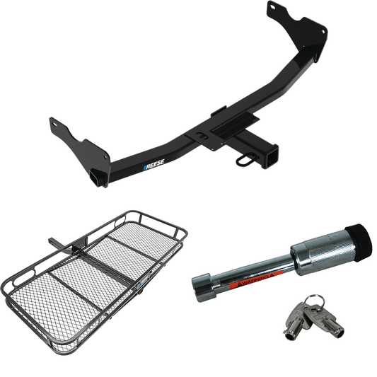 Fits 2019-2022 Audi Q3 Trailer Hitch Tow PKG w/ 60" x 24" Cargo Carrier + Hitch Lock (Excludes: w/Hands-Free Liftgate Sensor Models) By Reese Towpower