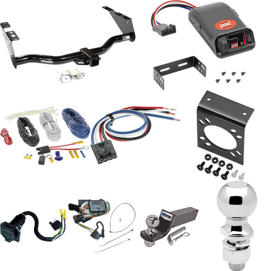 Fits 1996-2000 Dodge Grand Caravan Trailer Hitch Tow PKG w/ Pro Series POD Brake Control + Generic BC Wiring Adapter + 7-Way RV Wiring + 2" & 2-5/16" Ball & Drop Mount By Draw-Tite