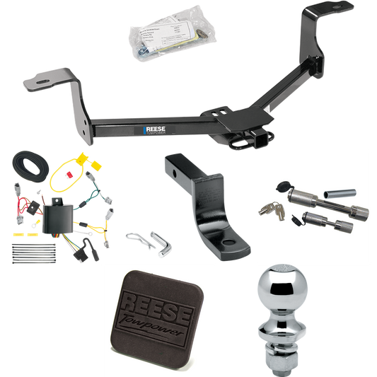 Fits 2013-2015 Honda Accord Trailer Hitch Tow PKG w/ 4-Flat Wiring Harness + Draw-Bar + 1-7/8" Ball + Hitch Cover + Dual Hitch & Coupler Locks (For Coupe, Except w/LED Taillights Models) By Reese Towpower