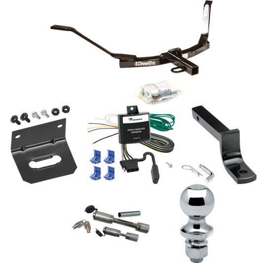 Fits 2003-2007 Honda Accord Trailer Hitch Tow PKG w/ 4-Flat Wiring Harness + Draw-Bar + 1-7/8" Ball + Wiring Bracket + Dual Hitch & Coupler Locks (For Coupe Models) By Draw-Tite