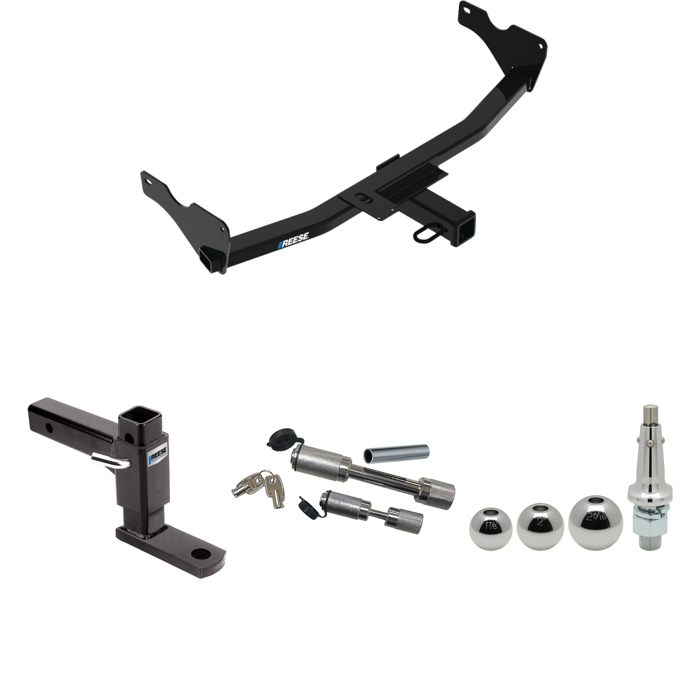 Fits 2019-2022 Audi Q3 Trailer Hitch Tow PKG w/ Adjustable Drop Rise Ball Mount + Dual Hitch & Copler Locks + Inerchangeable 1-7/8" & 2" & 2-5/16" Balls (Excludes: w/Hands-Free Liftgate Sensor Models) By Reese Towpower