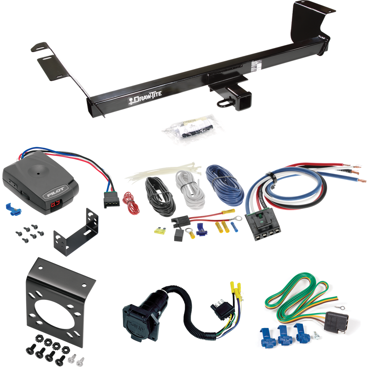 Fits 2013-2014 Volkswagen Routan Trailer Hitch Tow PKG w/ Pro Series Pilot Brake Control + Generic BC Wiring Adapter + 7-Way RV Wiring (For (Canada Only) Models) By Draw-Tite