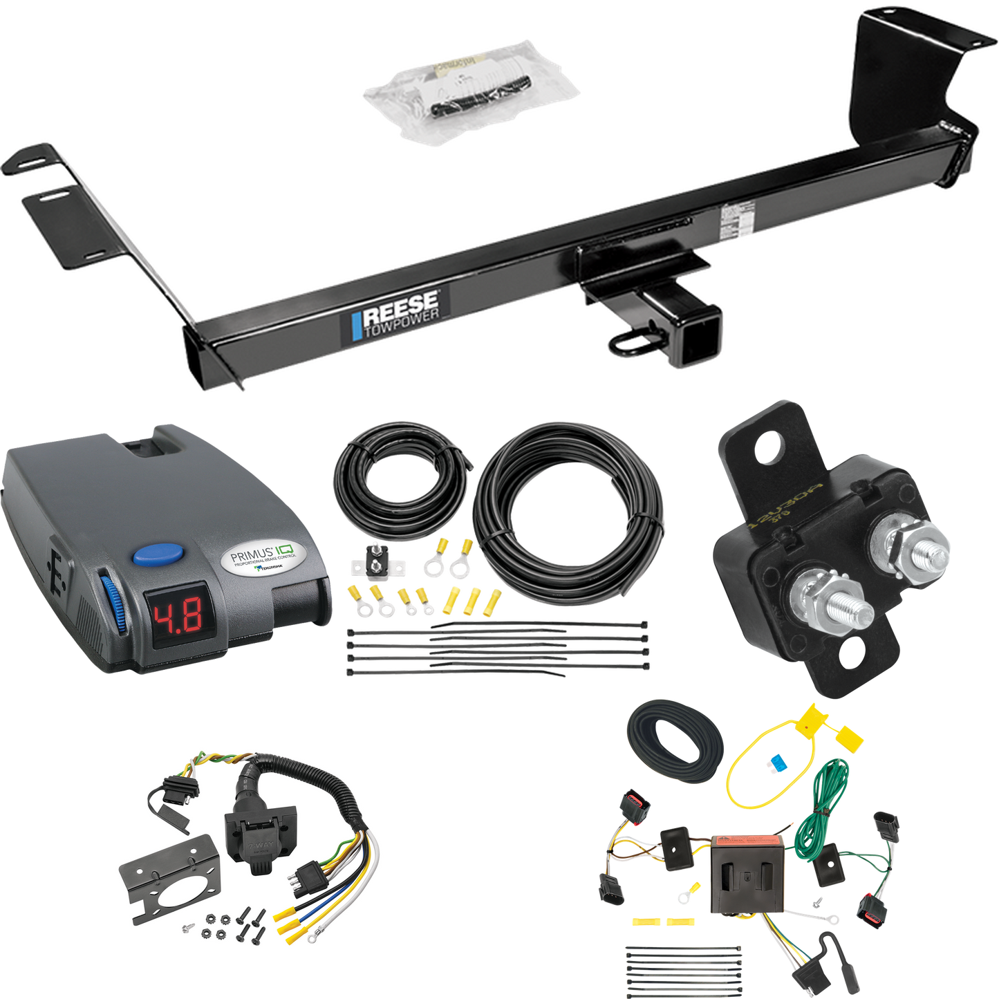 Fits 2008-2010 Dodge Grand Caravan Trailer Hitch Tow PKG w/ Tekonsha Primus IQ Brake Control + 7-Way RV Wiring By Reese Towpower