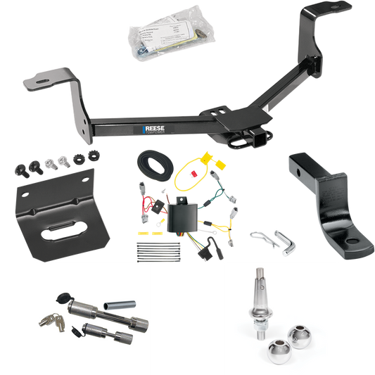 Fits 2016-2017 Honda Accord Trailer Hitch Tow PKG w/ 4-Flat Wiring Harness + Draw-Bar + Interchangeable 1-7/8" & 2" Balls + Wiring Bracket + Dual Hitch & Coupler Locks (For Coupe Models) By Reese Towpower