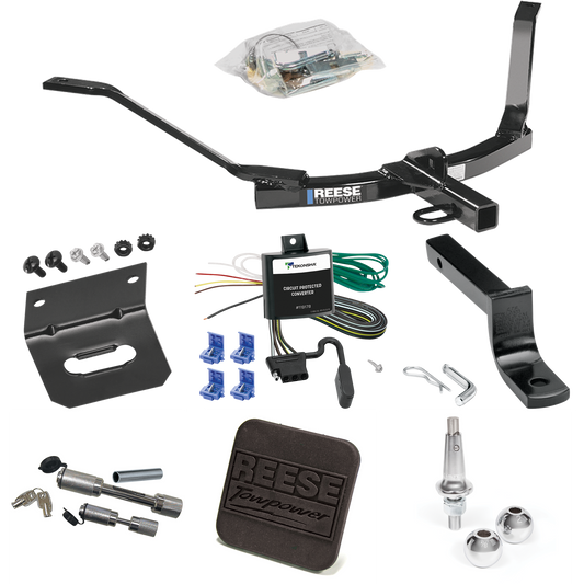 Fits 2003-2007 Honda Accord Trailer Hitch Tow PKG w/ 4-Flat Wiring Harness + Draw-Bar + Interchangeable 1-7/8" & 2" Balls + Wiring Bracket + Hitch Cover + Dual Hitch & Coupler Locks (For Coupe Models) By Reese Towpower