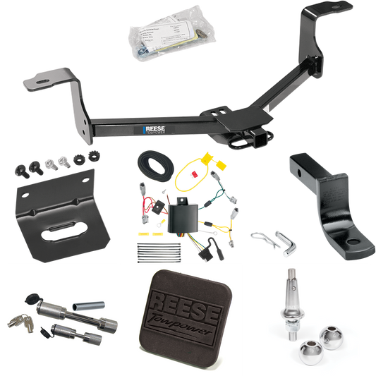 Fits 2013-2015 Honda Accord Trailer Hitch Tow PKG w/ 4-Flat Wiring Harness + Draw-Bar + Interchangeable 1-7/8" & 2" Balls + Wiring Bracket + Hitch Cover + Dual Hitch & Coupler Locks (For Coupe, Except w/LED Taillights Models) By Reese Towpower