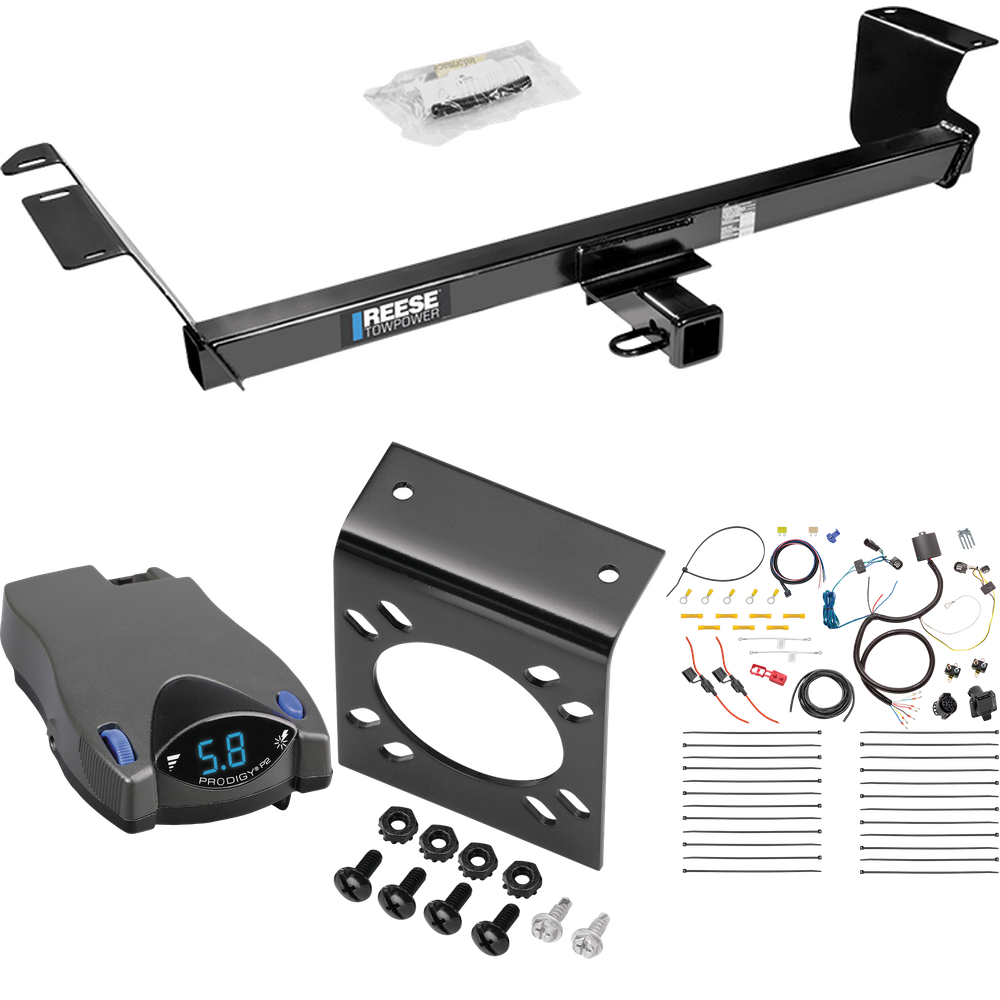 Fits 2012-2015 RAM C/V Trailer Hitch Tow PKG w/ Tekonsha Prodigy P2 Brake Control + 7-Way RV Wiring (For Tradesman Models) By Reese Towpower