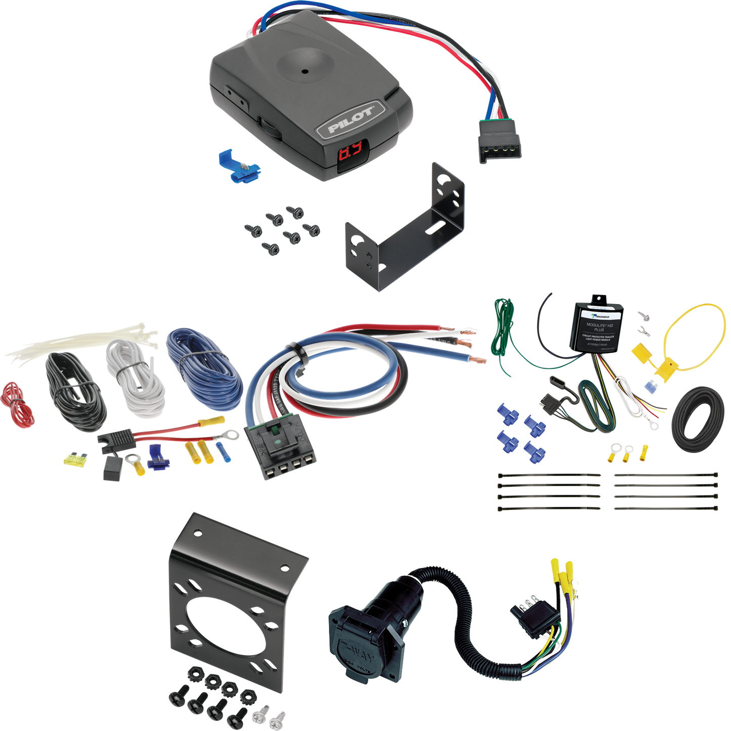 Se adapta a Mercedes-Benz Sprinter 3500 2022-2022, cableado RV de 7 vías + control de freno piloto serie Pro + adaptador de cableado BC genérico de Tekonsha