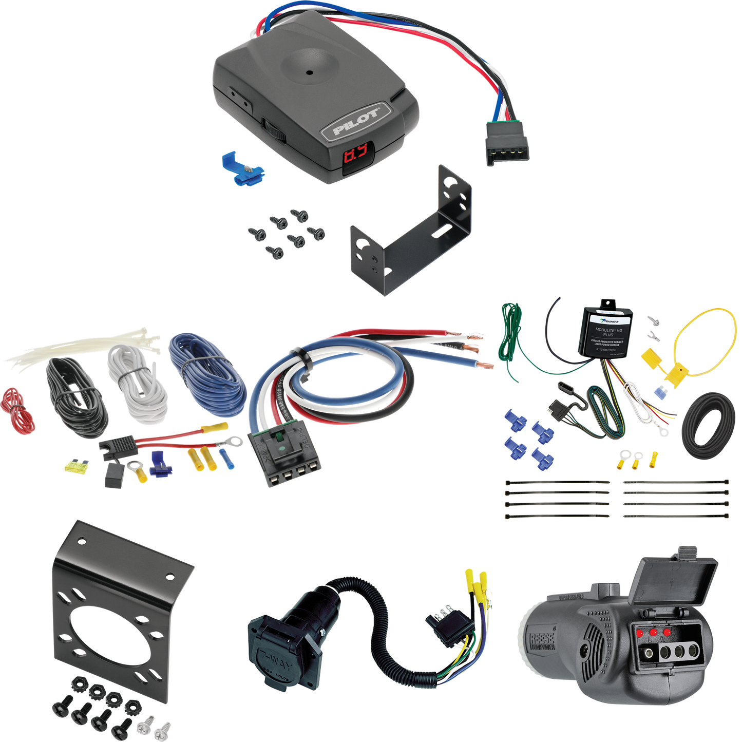 Se adapta a Mercedes-Benz Sprinter 2500 2022-2022 cableado RV de 7 vías + control de freno piloto serie Pro + adaptador de cableado BC genérico + probador 2 en 1 y adaptador de 7 vías a 4 vías de Tekonsha