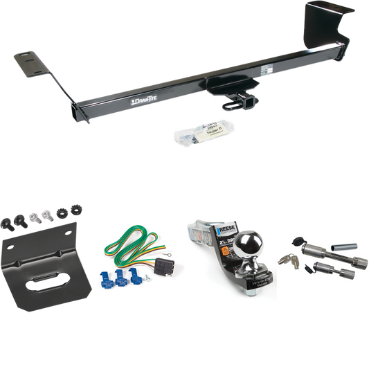 Fits 2013-2014 Volkswagen Routan Trailer Hitch Tow PKG w/ 4-Flat Wiring Harness + Interlock Starter Kit w/ 2" Ball 2-1/2" Drop 2" Rise + Wiring Bracket + Dual Hitch & Coupler Locks (For (Canada Only) Models) By Draw-Tite