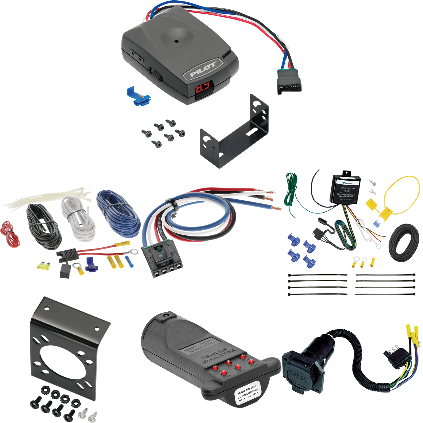 Se adapta a Mercedes-Benz Metris 2016-2023 cableado RV de 7 vías + control de freno piloto serie Pro + adaptador de cableado BC genérico + probador de 7 vías y emulador de remolque de Tekonsha