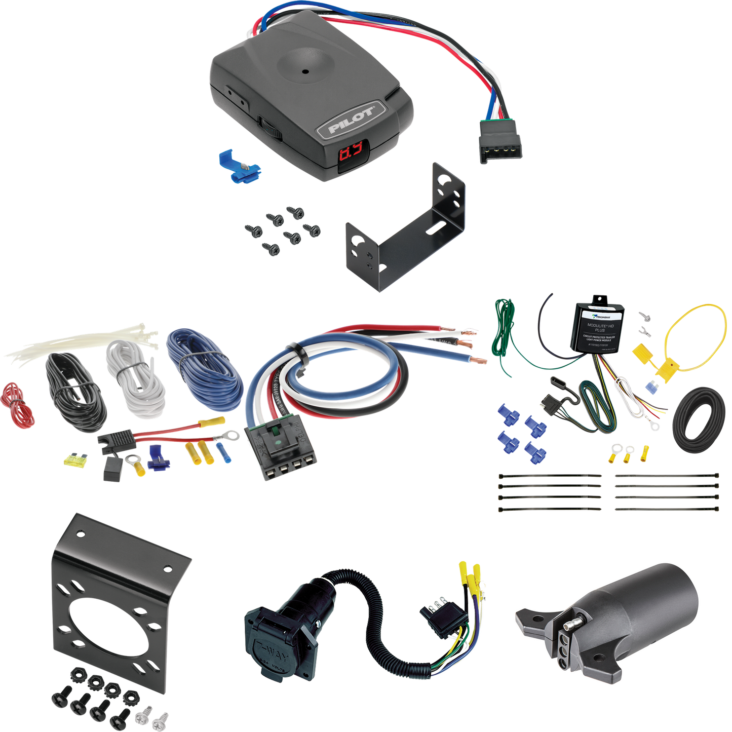 Fits 2018-2021 Lexus RX350L 7-Way RV Wiring + Pro Series Pilot Brake Control + Generic BC Wiring Adapter + 7-Way to 4-Way Adapter By Tekonsha