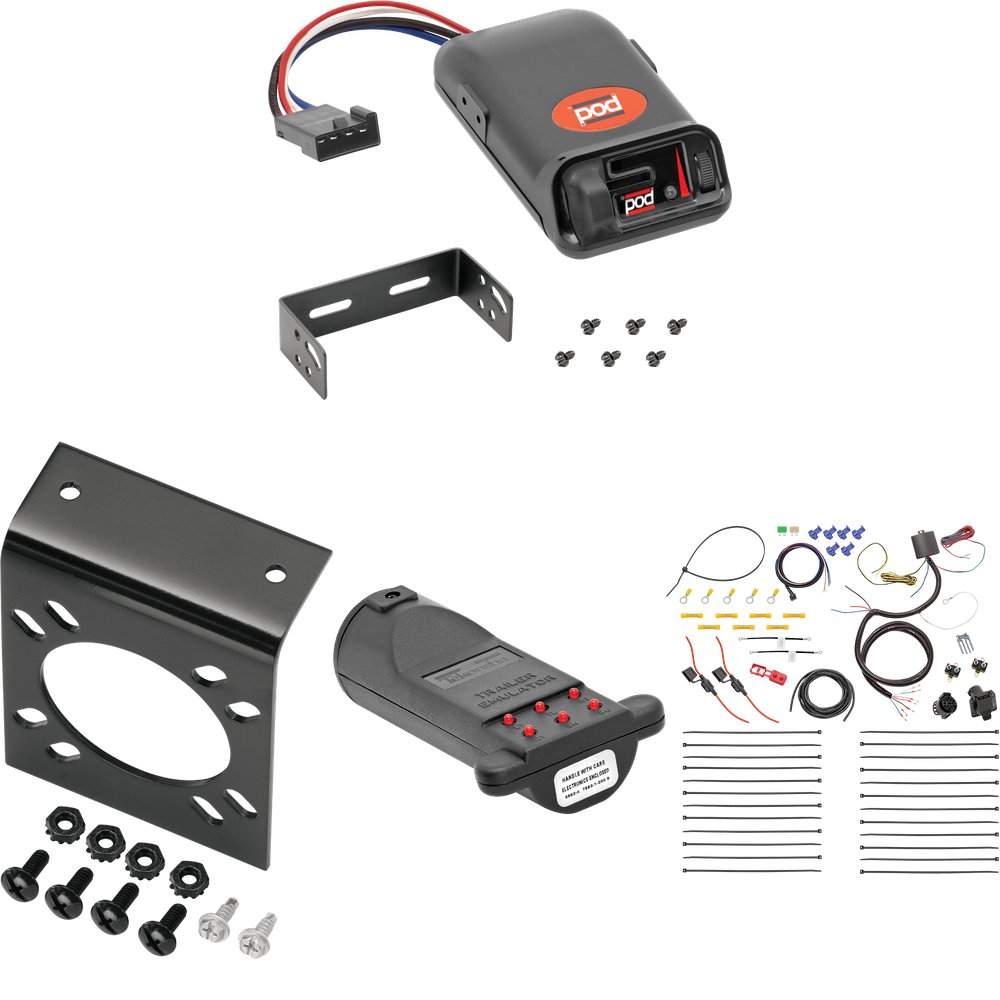 Se adapta al cableado de RV de 7 vías Mercury Montego 2005-2007 + control de freno POD serie Pro + probador de 7 vías y emulador de remolque de Tekonsha