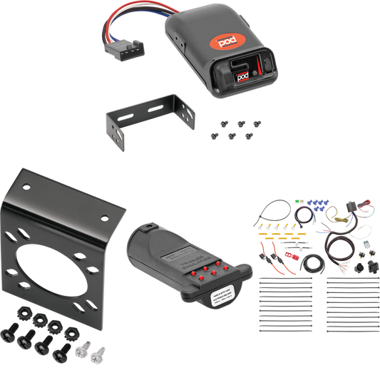 Se adapta al cableado de RV de 7 vías Mercury Montego 2005-2007 + control de freno POD serie Pro + probador de 7 vías y emulador de remolque de Tekonsha