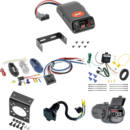 Se adapta al cableado de RV de 7 vías Lexus RX350L 2018-2021 + control de freno POD serie Pro + adaptador de cableado BC genérico + probador 2 en 1 y adaptador de 7 a 4 vías de Tekonsha