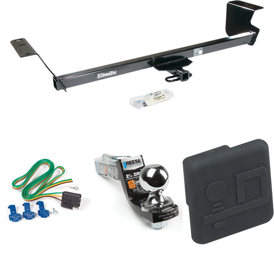 Fits 2013-2014 Volkswagen Routan Trailer Hitch Tow PKG w/ 4-Flat Wiring Harness + Interlock Starter Kit w/ 2" Ball 2-1/2" Drop 2" Rise + Hitch Cover (For (Canada Only) Models) By Draw-Tite