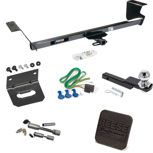 Fits 2013-2014 Volkswagen Routan Trailer Hitch Tow PKG w/ 4-Flat Wiring Harness + Interlock Starter Kit w/ 2" Ball 1-1/4" Drop 3/4" Rise + Wiring Bracket + Hitch Cover + Dual Hitch & Coupler Locks (For (Canada Only) Models) By Reese Towpower