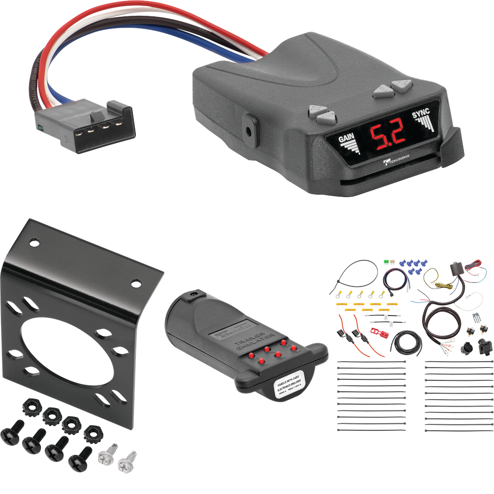 Se adapta al cableado de RV de 7 vías Infiniti FX35 2009-2012 + control de frenos Tekonsha Brakeman IV + probador de 7 vías y emulador de remolque de Tekonsha