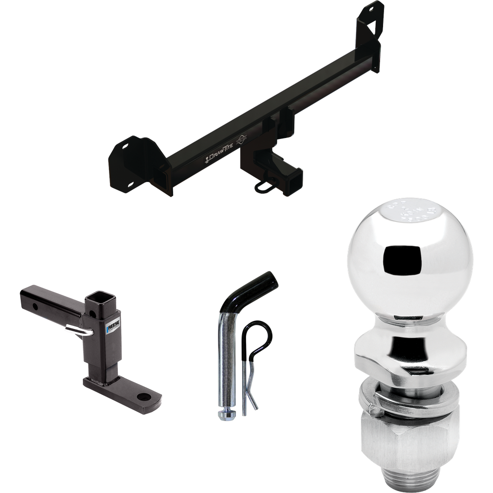 Fits 2016-2022 Mercedes-Benz GLC300 Trailer Hitch Tow PKG w/ Adjustable Drop Rise Ball Mount + Pin/Clip + 2" Ball By Draw-Tite