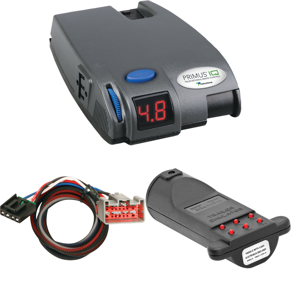 Se adapta a Entegra Coach Odyssey Motorhome 2019-2020 Tekonsha Primus IQ Control de freno + Adaptador BC Plug &amp; Play + Emulador de remolque de probador de control de freno (para modelos con 7 vías de fábrica) de Tekonsha