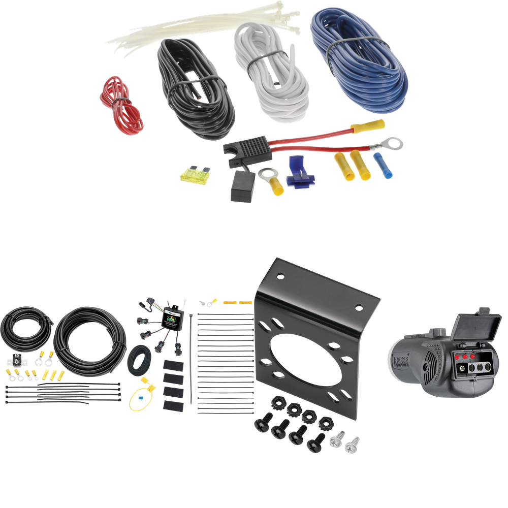 Fits 2004-2017 BMW X3 7-Way RV Wiring w/ Zero Contact ZCI Module + 2 in 1 Tester & 7-Way to 4-Way Adapter By Tekonsha