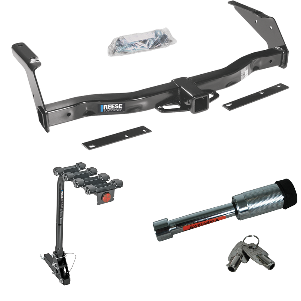 Fits 1999-2003 Dodge Ram 3500 Van Trailer Hitch Tow PKG w/ 4 Bike Carrier Rack + Hitch Lock By Reese Towpower