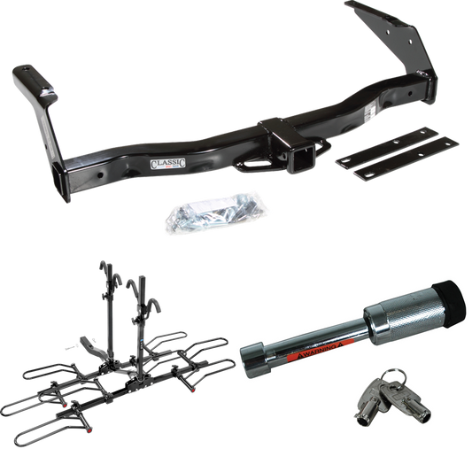 Fits 1995-1998 Dodge B1500 Trailer Hitch Tow PKG w/ 4 Bike Plaform Style Carrier Rack + Hitch Lock By Draw-Tite