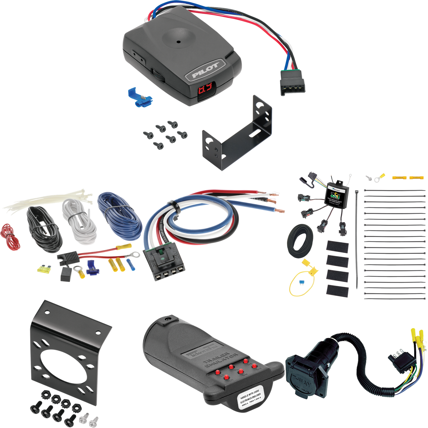 Fits 2013-2014 BMW X1 7-Way RV Wiring w/ Zero Contact ZCI Module + Pro Series Pilot Brake Control + Generic BC Wiring Adapter + 7-Way Tester and Trailer Emulator By Tekonsha