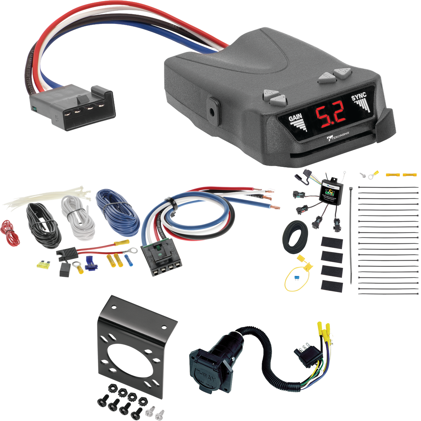 Se adapta a Dodge Ram 4500 2008-2010 cableado RV de 7 vías con módulo ZCI de contacto cero + control de freno Tekonsha Brakeman IV + adaptador de cableado BC genérico de Tekonsha