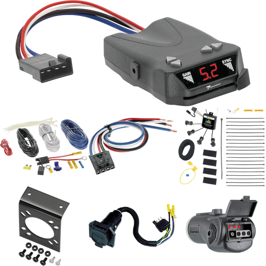 Se adapta al cableado RV de 7 vías Lexus RX350L 2018-2021 con módulo ZCI de contacto cero + control de frenos Tekonsha Brakeman IV + adaptador de cableado BC genérico + probador 2 en 1 y adaptador de 7 vías a 4 vías de Tekonsha