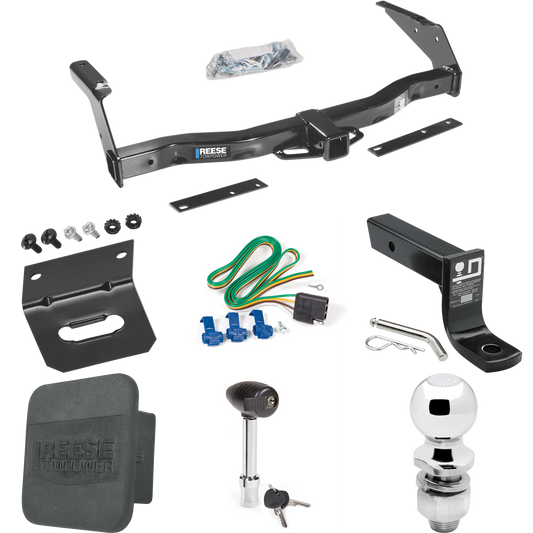 Fits 1981-1994 Dodge B150 Trailer Hitch Tow PKG w/ 4-Flat Wiring + Ball Mount w/ 4" Drop + 2" Ball + Wiring Bracket + Hitch Lock + Hitch Cover By Reese Towpower