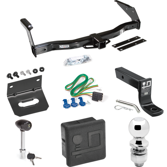 Fits 1981-1994 Dodge B150 Trailer Hitch Tow PKG w/ 4-Flat Wiring + Ball Mount w/ 4" Drop + 2" Ball + Wiring Bracket + Hitch Lock + Hitch Cover By Draw-Tite