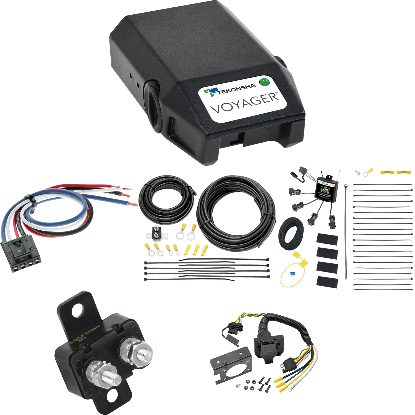 Se adapta a Dodge Ram 5500 2008-2010 cableado RV de 7 vías con módulo ZCI de contacto cero + control de freno Tekonsha Voyager + adaptador de cableado BC genérico de Tekonsha