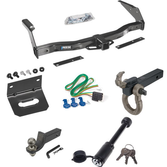 Fits 1981-1994 Dodge B350 Trailer Hitch Tow PKG w/ 4-Flat Wiring + Interlock Tactical Starter Kit w/ 2" Drop & 2" Ball + Tactical Hook & Shackle Mount + Tactical Dogbone Lock + Wiring Bracket By Reese Towpower