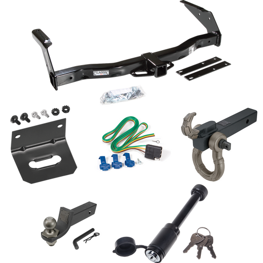 Fits 1981-1994 Dodge B350 Trailer Hitch Tow PKG w/ 4-Flat Wiring + Interlock Tactical Starter Kit w/ 2" Drop & 2" Ball + Tactical Hook & Shackle Mount + Tactical Dogbone Lock + Wiring Bracket By Draw-Tite